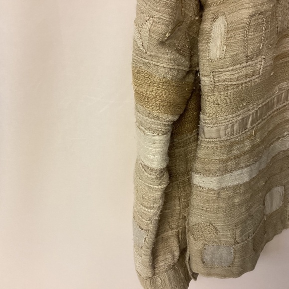 Chico’s blazer womens SZ 3(xl) silk natural fibers appliquéd tan vintage - Picture 4 of 13